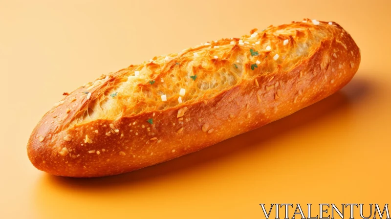 Golden Brown Freshly Baked Bread on Orange Background AI Image