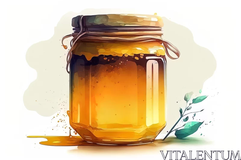 Hyperrealistic Illustration of Honey in a Mason Jar | Creative Commons Attribution AI Image