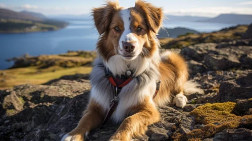 Majestic Australian Shepherd Dog in Mountain Setting