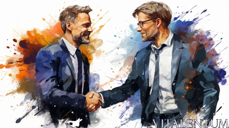Men in Suits Shaking Hands - Professional Painting AI Image