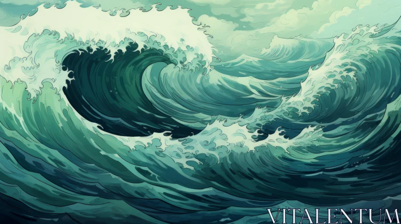 AI ART Powerful Sea Waves Painting