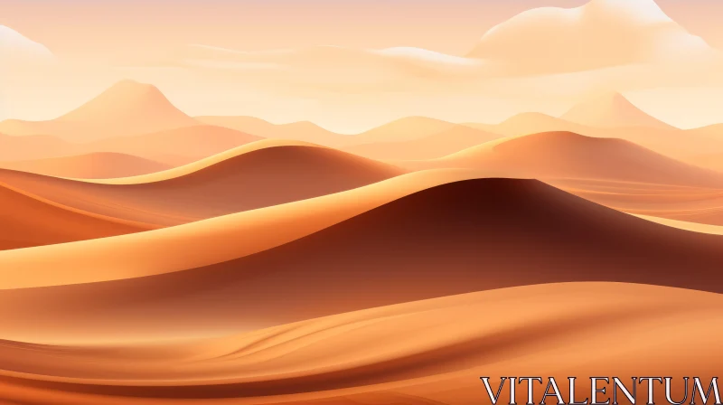 AI ART Tranquil Desert Landscape with Golden Sand Dunes