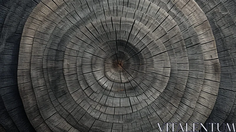 AI ART Close-up Tree Trunk Rings - Dark Wood Texture