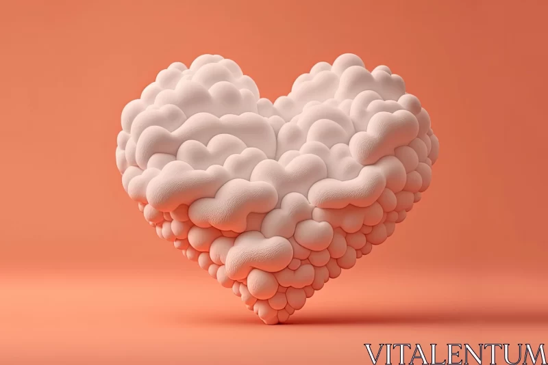 Cloud Heart: Playful 3D Rendering of Organic Sculpture AI Image