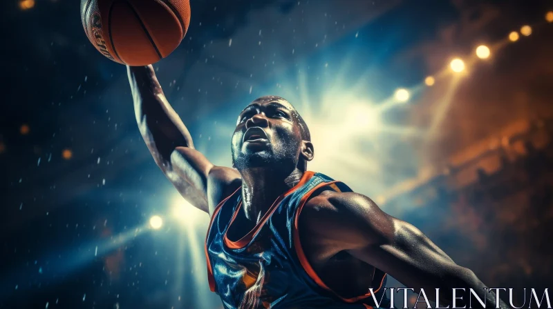 Intense Basketball Player Action Shot AI Image
