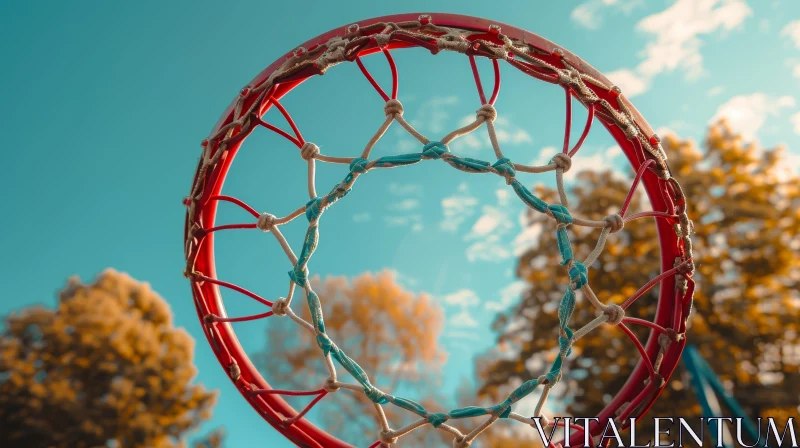 Basketball Hoop in Autumn Setting AI Image