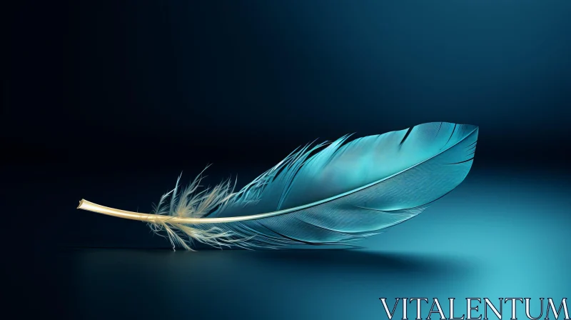 Blue Feather 3D Rendering | Tranquil Wallpaper Art AI Image