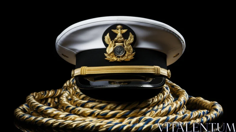 Elegant Naval Cap with Gold Eagle Emblem AI Image
