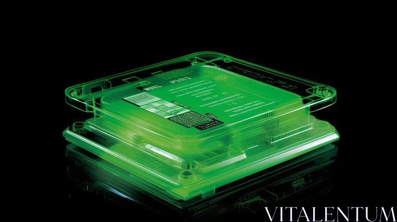 Green Circuit Board in Transparent Box AI Image
