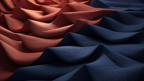 Subtle Geometric Fabric in Orange and Blue