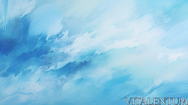 AI ART Blue and White Wave Watercolor Painting