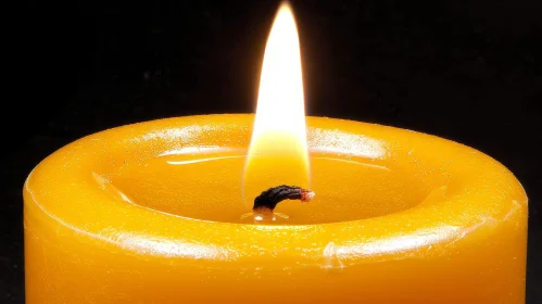 Burning Yellow Candle Close-Up