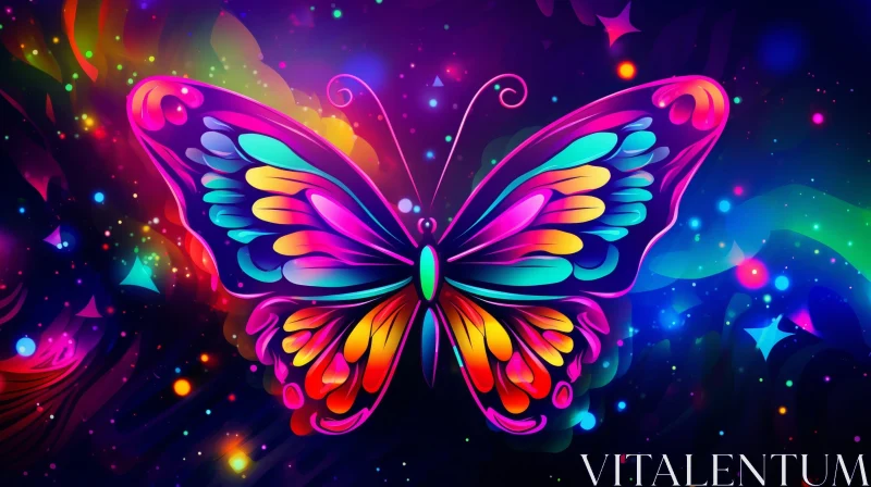 Colorful Butterfly Illustration - Artistic Insect Flying AI Image