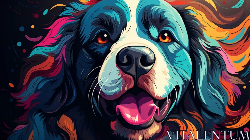 Colorful Dog Illustration with Tongue Out AI Image