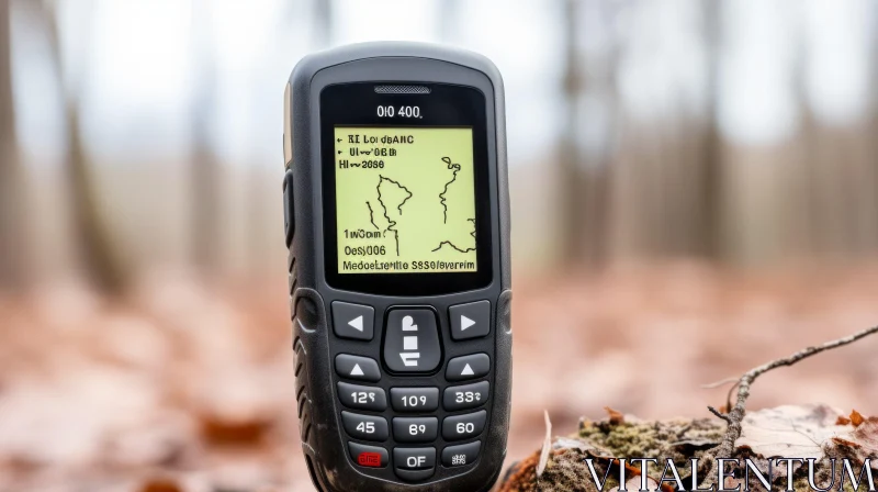 AI ART Forest Map GPS Device on Rock