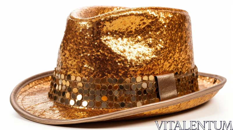 AI ART Luxury Gold Sparkling Hat on White Background