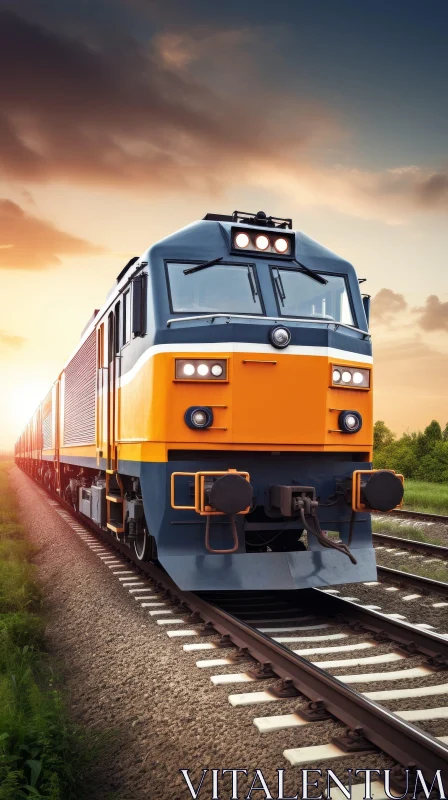 Modern Freight Train at Sunset AI Image