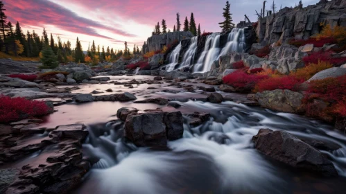 Mountain Waterfall Landscape - Serene Nature Photography
