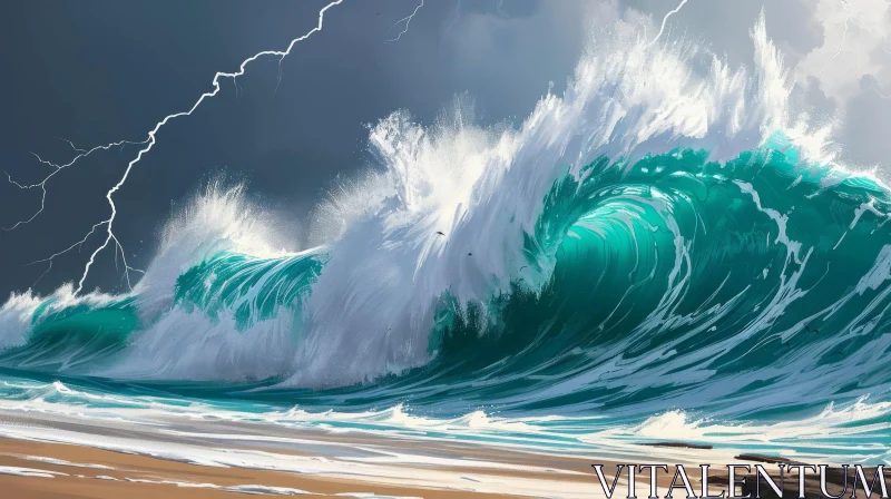 AI ART Stormy Sea Painting - Dramatic Nature Artwork