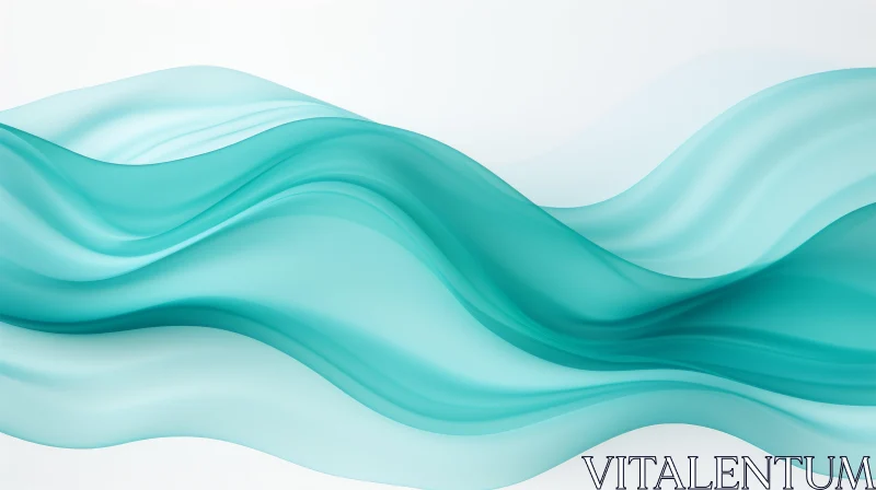 Turquoise Silk Cloth Wave Pattern Design Element AI Image