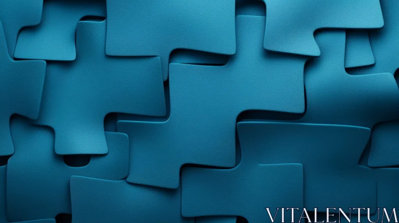 Blue Leather Puzzle Surface | 3D Rendering AI Image