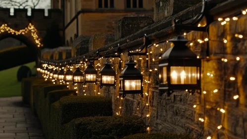 Enchanting Stone Wall and Lanterns Scene