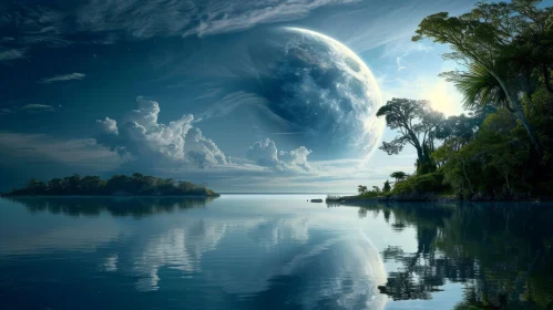 Moonlit Lake Landscape