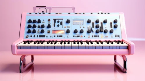 Pink and Blue Synthesizer on Reflective Surface