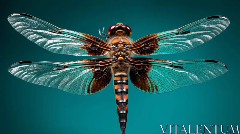 AI ART Dragonfly Close-Up Photo on Green Leaf