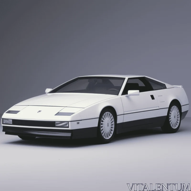 Sleek White Sports Car on Grey Background | 1980s Style AI Image