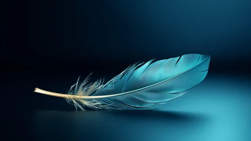 Blue Feather 3D Rendering | Tranquil Wallpaper Art
