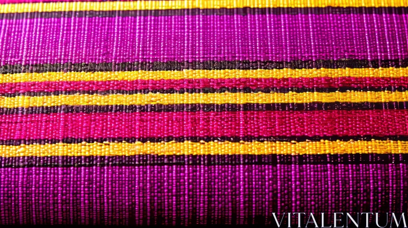 Colorful Handwoven Striped Fabric Close-Up AI Image