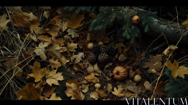 AI ART Fallen Leaves Close-Up: Autumn Nature Scene