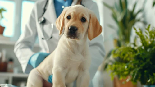 Labrador Puppy in Veterinary Clinic