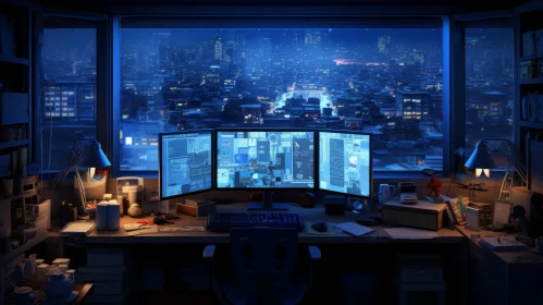 Night City Workplace Panorama
