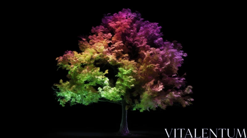 Rainbow Tree 3D Rendering - Colorful Nature Artwork AI Image