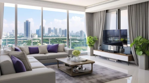 Urban Chic: Modern Living Room with City View