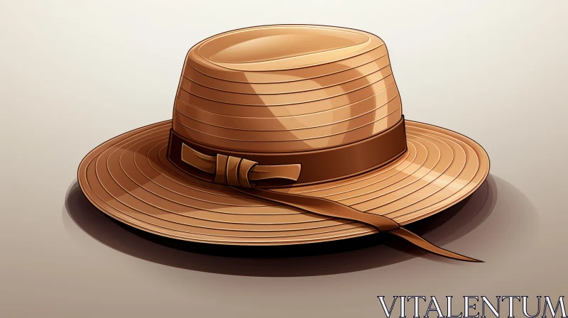 AI ART Brown Straw Hat - Fashion Accessory 3D Rendering