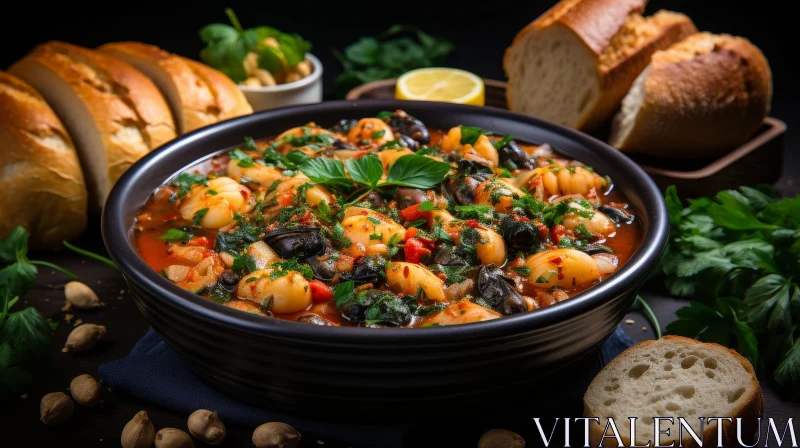 Delicious Seafood Soup with Mussels, Clams, and Shrimp AI Image