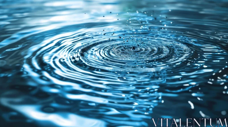 Tranquil Water Drop Ripple in Pool AI Image