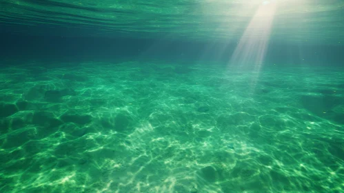 Underwater Lake Scene with Sunlight Rays