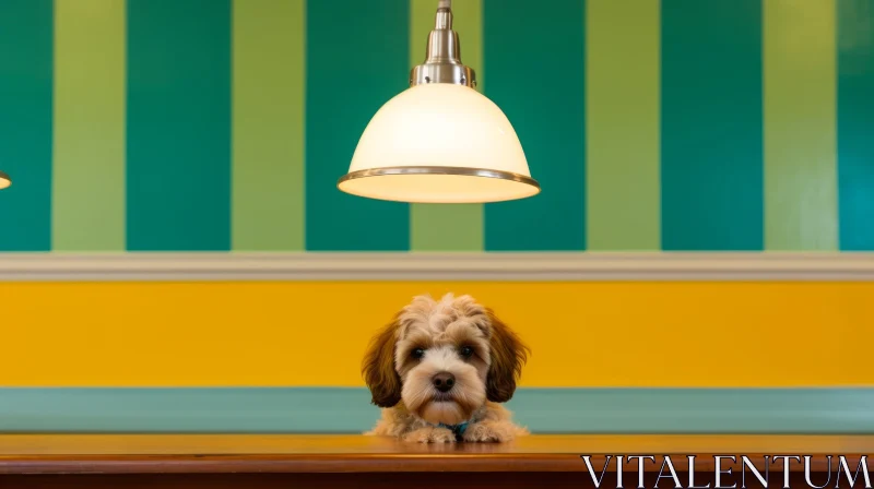 Adorable Shaggy Brown Dog on Table AI Image