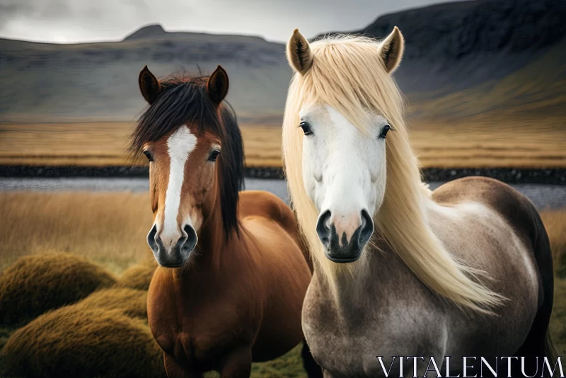 Captivating Image of Majestic Horses in Norwegian Nature AI Image