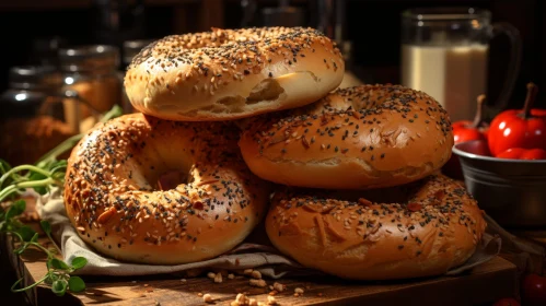 Delicious Bagels with Sesame and Poppy Seeds