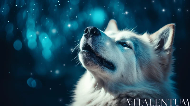 AI ART Majestic White Dog Stargazing