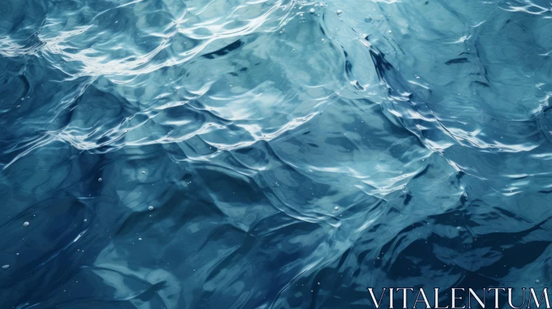 AI ART Ocean Surface: Deep Blue Water and Sunlight Reflection