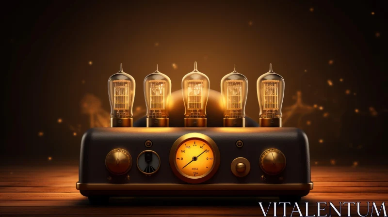 Vintage Radio with Glowing Vacuum Tubes | 3D Rendering AI Image