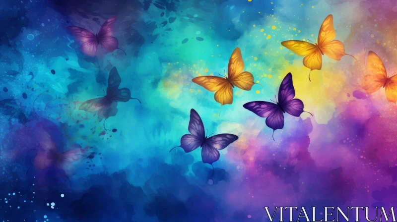 Watercolor Butterfly Painting - Dreamy Flight Artwork AI Image