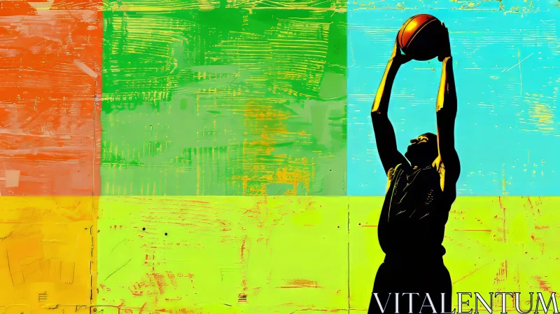 Basketball Player Silhouette Painting AI Image