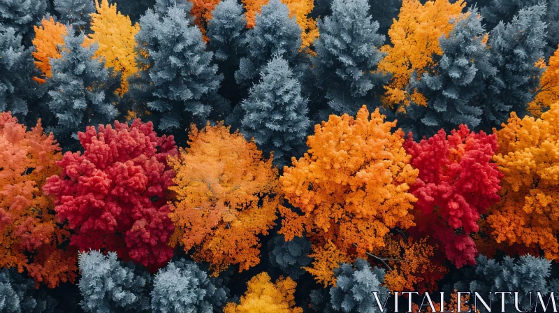 Colorful Fall Forest Aerial View AI Image